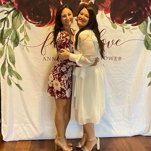 Burgundy floral wrap dress